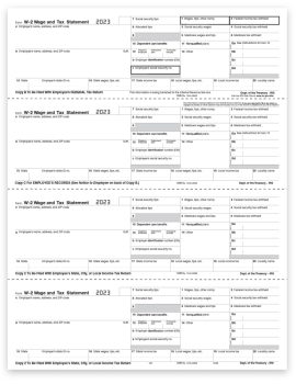 Employee W2 Tax Forms, 4up V2A Horizontal Format, Copy B-C-2-2 for Federal, State, City and File, W-2 Forms for 2023 - ZBPforms.com