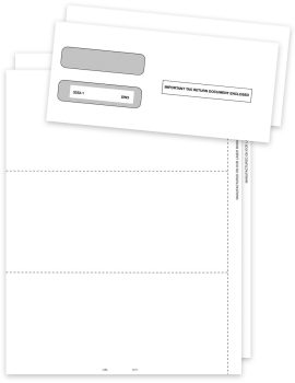 Blank W2 Perforated Paper with Envelopes, 3up Format - ZBPforms.com