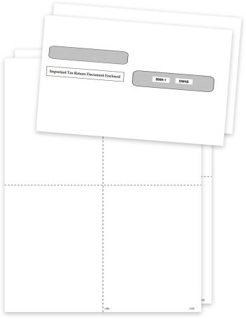 Blank W2 Perforated Paper with Envelopes, 4up V1 Quadrant Corner Layout - ZBPforms.com