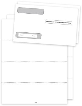 Blank W2 Perforated Paper with Envelopes, 4up V2 Horizontal Layout - ZBPforms.com