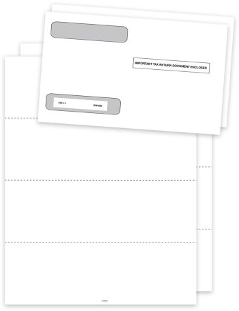 Blank W2 Perforated Paper with Envelopes, 4up V2 Horizontal Layout - ZBPforms.com