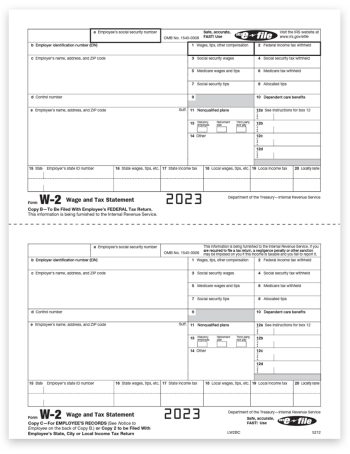Employee W2 Tax Forms, Copy B & C for Federal and File, W-2 Forms for 2023 - ZBPforms.com