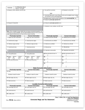 W2C Correction Tax Forms, Employer Copy D-1 W-2C Form - ZBPforms.com