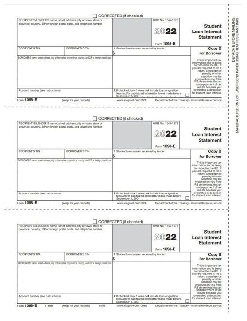 1098E Forms, Student Loan Interest Information. Borrower Copy B Official 1098-E Tax Forms - ZBPforms.com