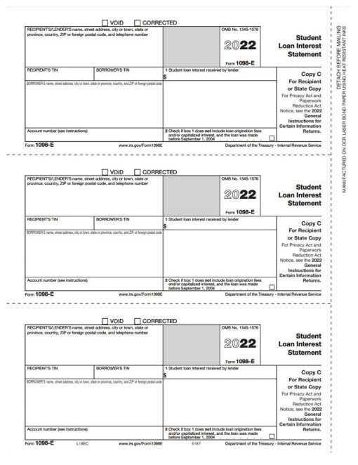 1098E Forms, Student Loan Interest Information. Recipient State Copy C Official 1098-E Tax Forms - ZBPforms.com