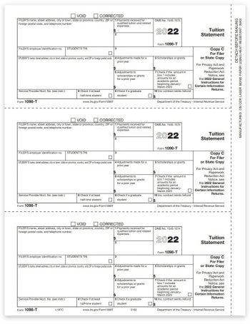 Form 1098T for Tuition Statement Reporting in 2022. Filer State Copy C. Official 1098-T Forms - ZBPforms.com