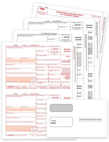 1099INT Tax Forms and Envelopes Set for Interest Income Reporting. Official 1099-INT forms and security envelopes - ZBPforms.com