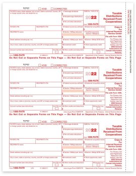 Form 1099PATR for Taxable Distributions from Cooperatives in 2022. Official IRS Copy A 1099-PATR Forms - ZBPforms.com