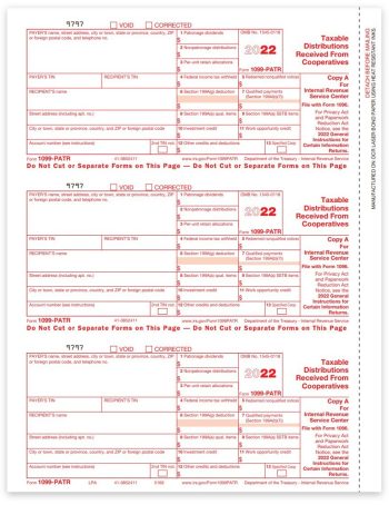 Form 1099PATR for Taxable Distributions from Cooperatives in 2022. Official IRS Copy A 1099-PATR Forms - ZBPforms.com