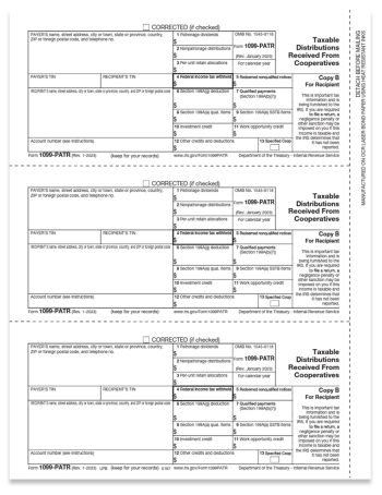 Form 1099PATR for Taxable Distributions from Cooperatives. Official IRS Copy B 1099-PATR Forms for Recipient - ZBPforms.com
