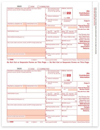 Form 5498 for IRA Contribution Information during 2022. Official IRS Copy A 5498 Forms - ZBPforms.com