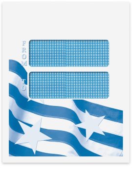 Large Double Window Envelope, Stars and Stripes Patriotic Design, Self-Seal, 9-1/2" x 12" - ZBPforms.com