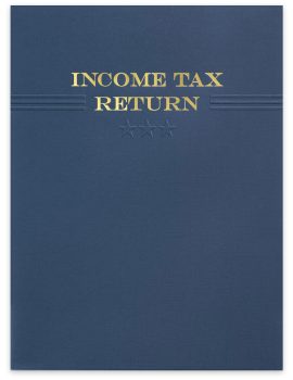 Client Income Tax Return Presentation Folder with Gold Foil and Embossing. Navy Blue - ZBPforms.com