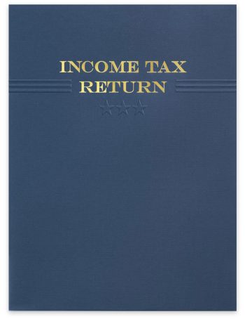 Client Income Tax Return Presentation Folder with Gold Foil and Embossing. Navy Blue - ZBPforms.com