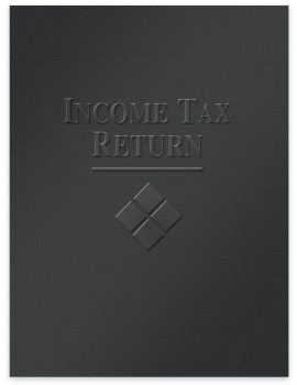 Black, Embossed Client Income Tax Return Presentation Folders with Pockets - ZBPforms.com