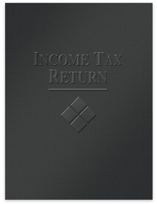 Black, Embossed Client Income Tax Return Presentation Folders with Pockets - ZBPforms.com
