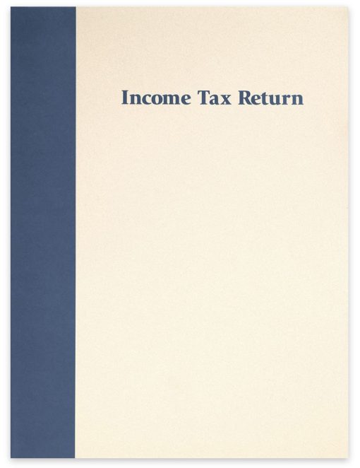 Blue-Ivory Client Income Tax Return Presentation Folder with Pockets, Prestigious Design - ZBPforms.com