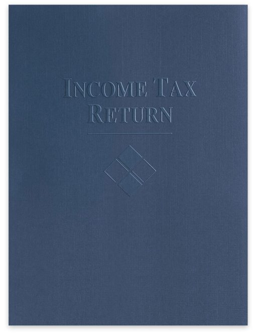 Blue, Embossed Client Income Tax Return Presentation Folders with Pockets - ZBPforms.com