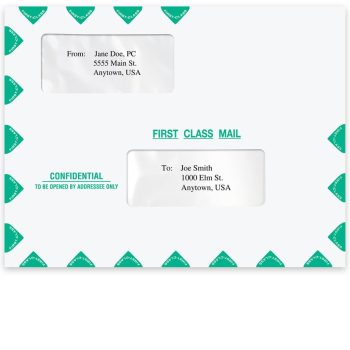 Oversized 13x10 First Class Mail Envelopes, Horizontal Landscape Format with 2 Offset Windows, Moisture Seal Flap - ZBPforms.com