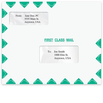 Large, Landscape 1st Class Mail Envelope with 2 Windows, Smaller Top Return Address Window. 11-1/2" x 9-1/2" - ZBPforms.com