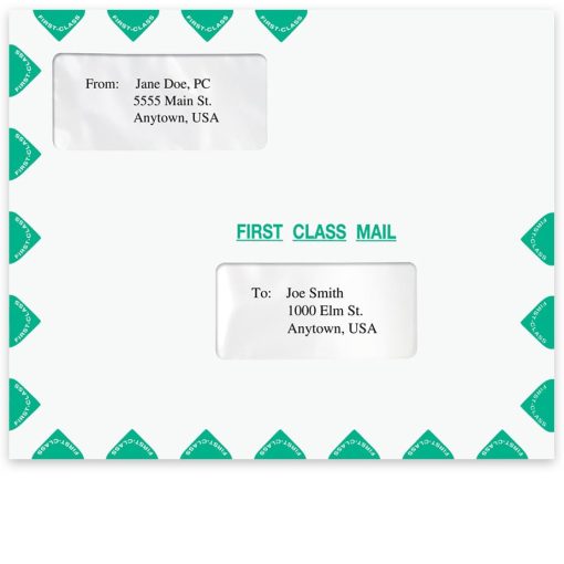 Large, Landscape First Class Mail Envelope with 2 Windows. Software Compatible Coversheets. 11-1/2 x 9-1/2 - ZBPforms.com