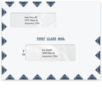 Large, Landscape Style First Class Mail Envelope with 2 Windows - 12" x 9-1/2" Self Seal - ZBPforms.com
