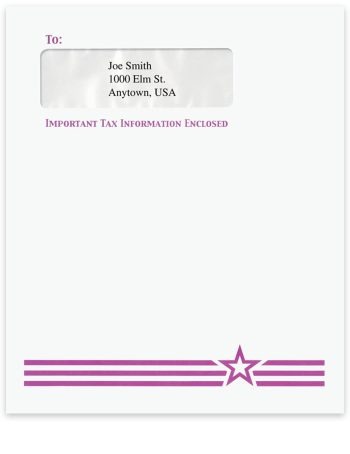 Large Envelope, "Important Tax Information Enclosed" with Single Window for Client 1040 Form - ZBPforms.com
