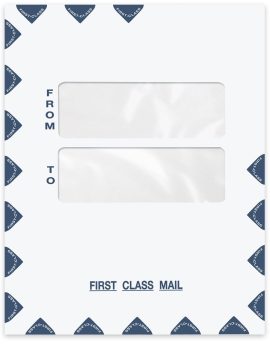 Large First Class Mail Envelopes with Double, Center Windows. 9-1/2" x 12". Blue. Moisture -Seal - ZBPforms.com