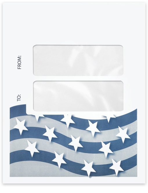 Large Double Window Envelope, Stars and Stripes Patriotic Design, Gum-Seal, 9-1/2" x 12" - ZBPforms.com
