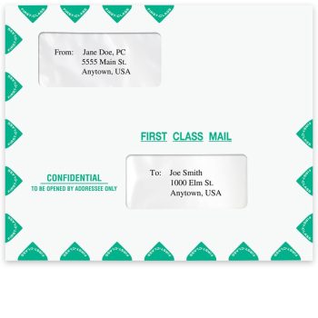 Large, Confidential Envelope, First Class Mail with Offset Windows, 11-1/2" x 9-1/2" - ZBPforms.com