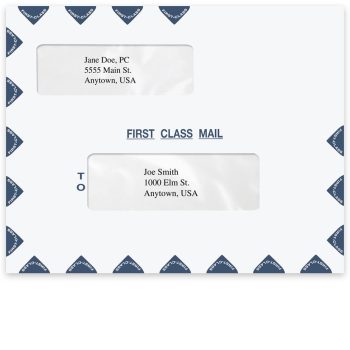 Large, Landscape Style First Class Mail Envelope with 2 Windows - 12" x 9-1/2" Moisture Seal - ZBPforms.com