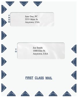 Large First Class Mail Envelopes with Offset Windows. Blue. 9-1/2" x 12". Moisture-Seal Flap - ZBPforms.com