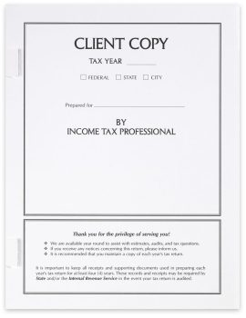 White Client Copy Tax Return Covers with Side Staple Tabs - ZBPforms.com