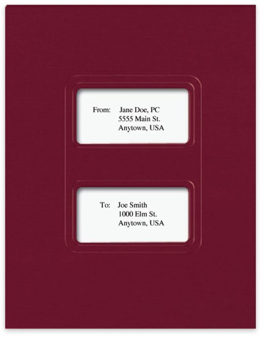 Burgundy Red Window Tax Folders with Side Tabs, Compatible with ProSeries & Lacerte Software - ZBPforms.com