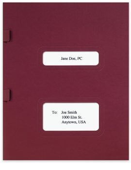 Burgundy Red Window Tax Folders with Pocket and Side Tabs. Compatible with Drake, TaxWorks and TaxWise Software Coversheets - ZBPforms.com