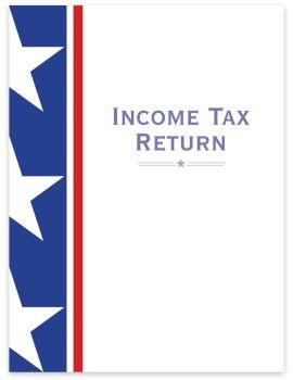 Client Income Tax Return Folder with Bold, Stars and Stripes Design, Two Pockets - ZBP Forms