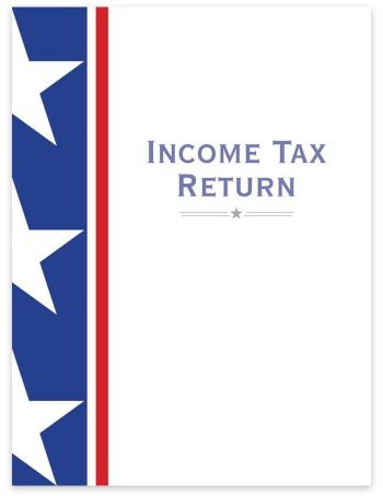 Client Income Tax Return Folder with Bold, Stars and Stripes Design, Two Pockets - ZBP Forms