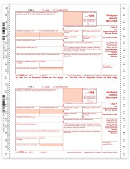 Carbonless 1098 Forms for Mortgage Interest. Continuous Multi-Part, Official 1098 Tax Forms - ZBPforms.com