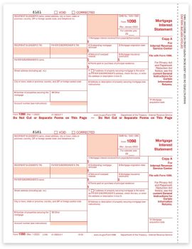 1098 Forms for Reporting Mortgage Interest, IRS Copy A Official 1098 Forms - ZBPforms.com