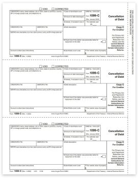 Form 1099C for Cancellation of Debt. Official Creditor Copy C 1099-C Forms - ZBPforms.com