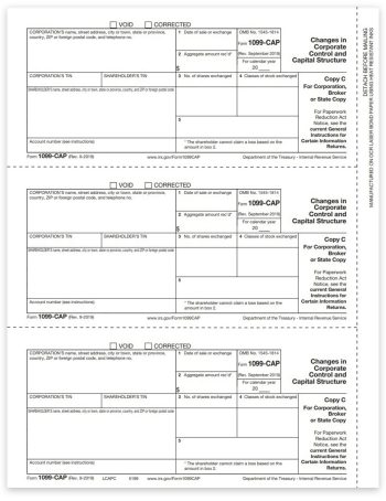 Form 1099CAP for Changes in Corporate Control or Capital Structure. Official Corporation Copy C 1099-CAP Forms - ZBPforms.com