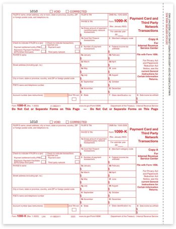 Form 1099K for Payment Cards and Third-Party Network Transaction Reporting. Official IRS Copy A 1099-K Forms - ZBPforms.com