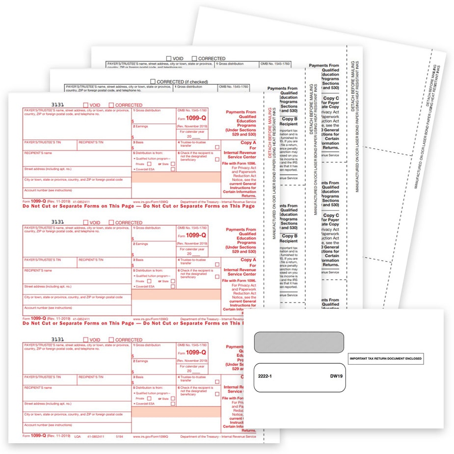1099Q Tax Forms for Payments from Qualified Education Programs. Official Forms, Blank Perforated Paper and Envelopes for 1099-Q Forms - ZBPforms.com