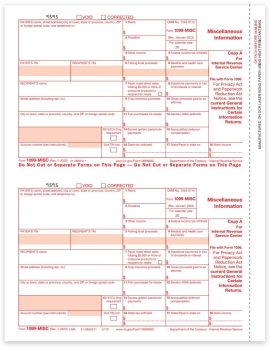 Form 1099MISC for 2022 Miscellaneous Income Reporting. Official IRS Red Copy A 1099-MISC Forms - ZBPforms.com