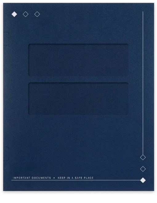 Window Tax Folder, Software Compatible, Dark Blue with Diamond Design - ZBPforms.com