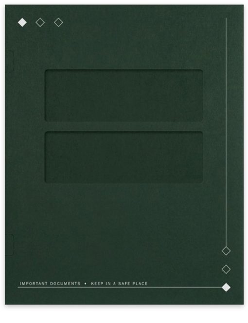 Window Tax Folder, Software Compatible, Dark Green with Diamond Design - ZBPforms.com
