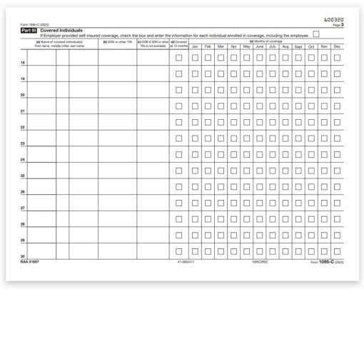 Form 1095C for Continuation of Dependents, for Filing with IRS - ZBPforms.com