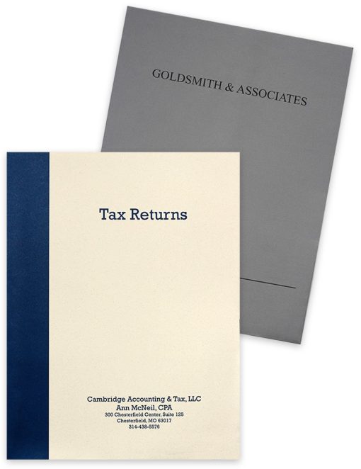 Custom Tax Folders with Ink Imprinting of Logo and Business Information for CPAs and Accountants - ZBPforms.com