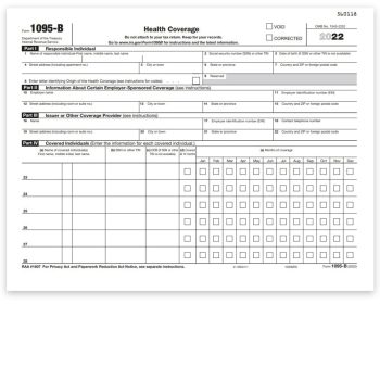 Form 1095-B IRS Official Format for ACA Health Coverage Reporting by Self-Insured Employers and Insurance Companies - ZBPforms.com