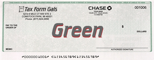 Business Checks Green Color - ZBPForms.com
